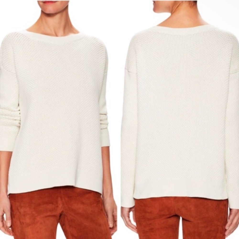 Theory Karenia Off White Chunky Loose Knit Long Sleeve Crew Neck Sweater Sz‎ M